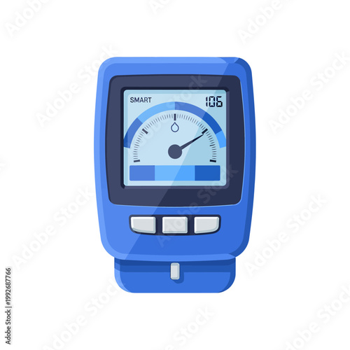 Blue digital gauge displaying a measurement of 105 on an analog arc