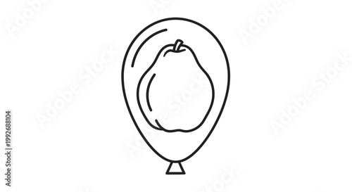 Pear Balloon Icon: Healthy Fruit Inside Floating Party Orb