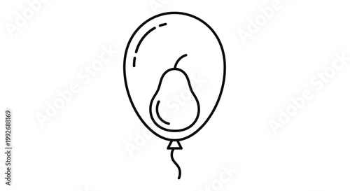Pear inside a balloon, funny concept, healthy food, celebration, surprise, healthy lifestyle