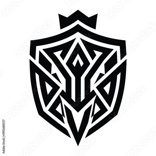Abstract Geometric Shield Emblem Badge Shape Icon Silhouette Vector black design on a white background