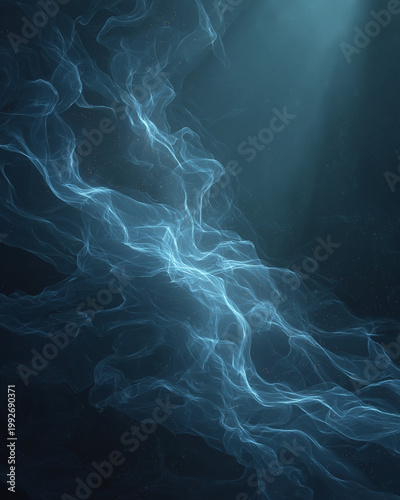 Abstract Nebulous Depths: An ethereal illustration of abstract, nebulous forms rendered in shades of blue. The artwork evokes a sense of depth, mystery, and cosmic beauty.