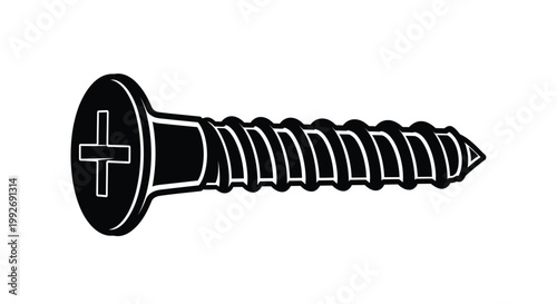 Tableau sur toile A black screw depicted in a minimalist high contrast silhouette