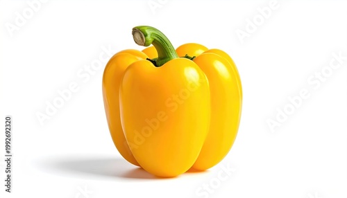 Vibrant Yellow Bell Pepper Isolated on White Background.