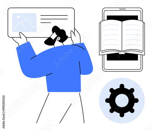 Digital learning illustration. Digital learning platforms improve accessibility and tools for education. Digital learning fosters connectivity and adaptability in modern classrooms. Perfect