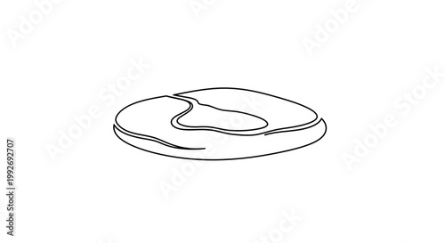 Minimalist black and white line art illustration of a raw steak