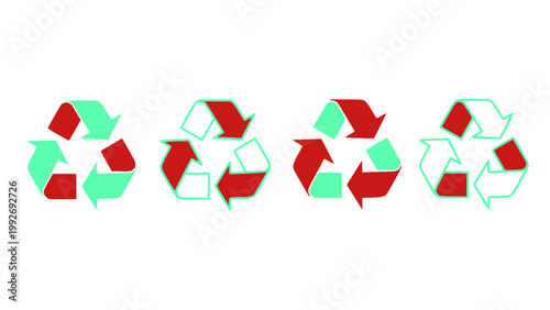 Multiple recycle icons in different styles and shapes.