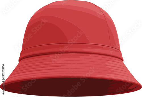 Red Bucket Hat Illustration in Modern Style for Fashion Design, Casual Apparel, Streetwear Accessories, and Trendy Clothing Graphics