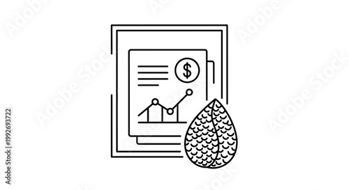 Financial Growth Chart with Dollar Sign and Leaf Icon - Business Success Concept