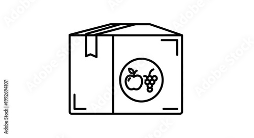 Food box icon, fresh fruits, healthy eating, delivery service, organic produce, grocery shopping