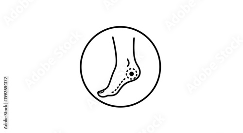 Foot Pain Icon: Heel Spur, Plantar Fasciitis, Achilles Tendonitis, Orthopedic Problem