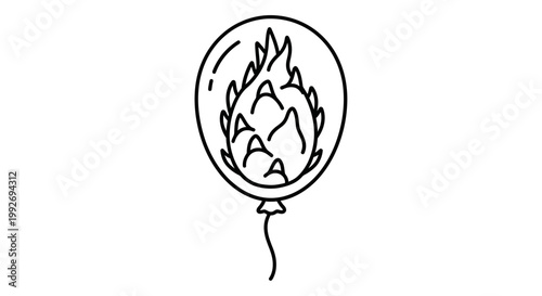 Dragon Fruit Inside Balloon Icon, Surreal Food Art, Tropical Fruit Surprise