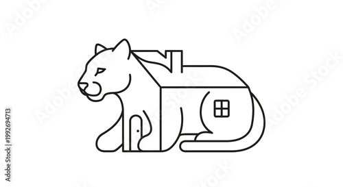 Creative Combination of a Cat and a House, Unique Logo Concept