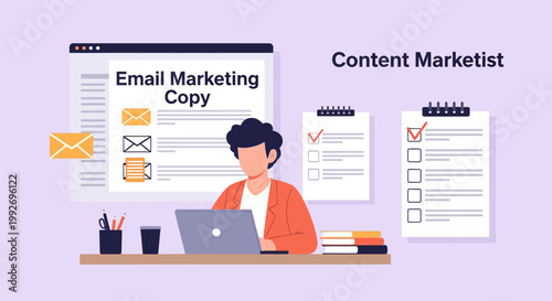 A person working on marketing content creation.