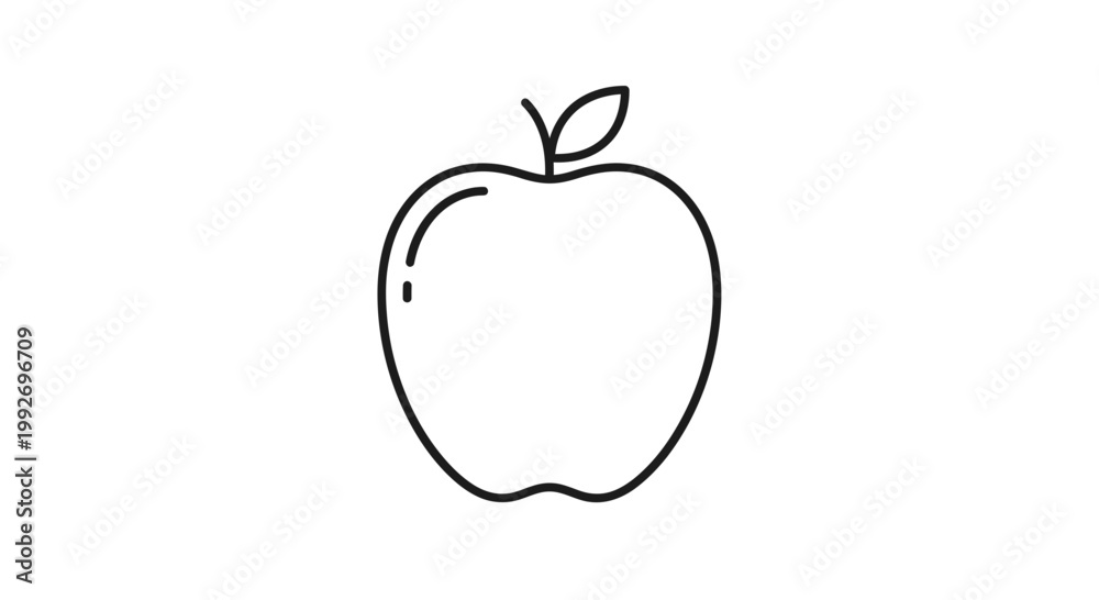 Fototapeta premium Simple Line Art Apple Icon - Healthy Food and Education Symbol