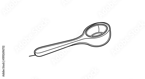 Stylized Line Drawing of a Spoon with a Rounded Bowl and Handle
