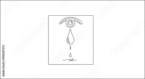 Sadness and Grief Icon: Crying Eye with Falling Tear Drop