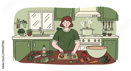 woman preparing healthy food in kitchen