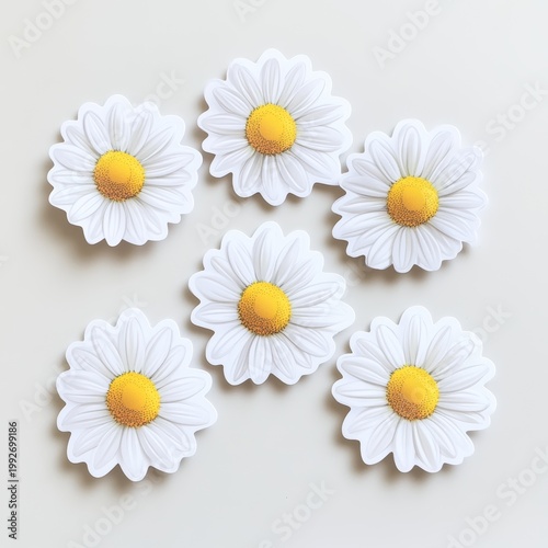 Sticker Design of White Daisies