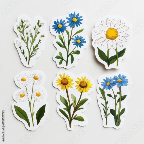 Sticker Design of Colorful Daisies