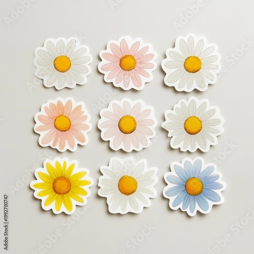 Sticker Design of Colorful Daisies