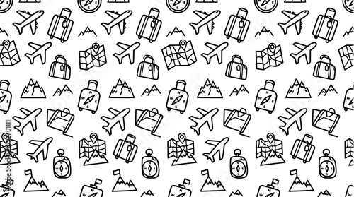 Seamless Travel Doodles Pattern Background