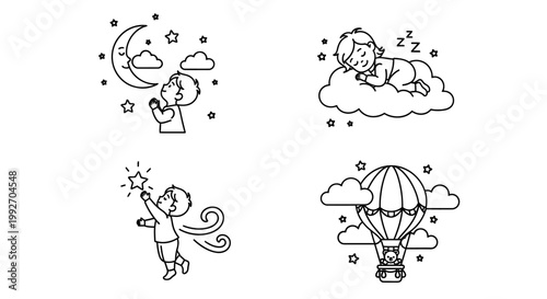 Childhood Dreams: Star Gazing, Sleeping Baby, Reaching for Star, Hot Air Balloon