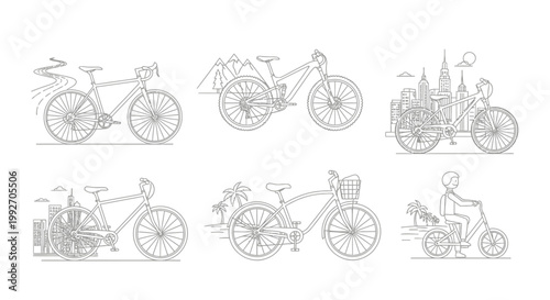 Bicycles in various motion styles.