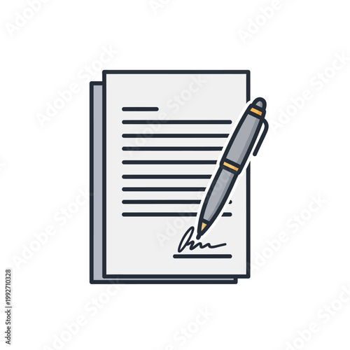Signing Contract Document with Pen, Business Agreement and Legal Paperwork