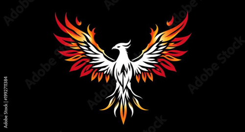 Black tribal eagle tattoo design featuring a flying bird silhouette with majestic wings and feather details as a powerful vector illustration symbol