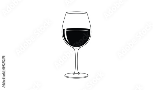 Elegant wine glass filled with rich red wine, isolated on white background, perfect for sophisticated beverage and fine dining photography.