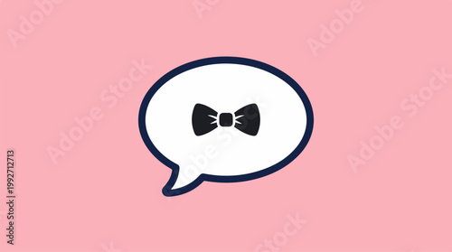 Bow Tie in Speech Bubble on Pink Background.
