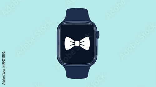 Smartwatch with Bow Tie Icon on Screen.