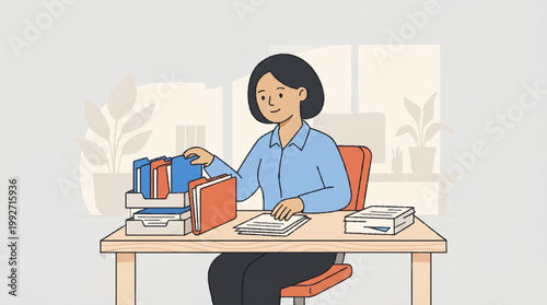 People at office organizing files in desk