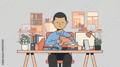 People at office organizing files in desk