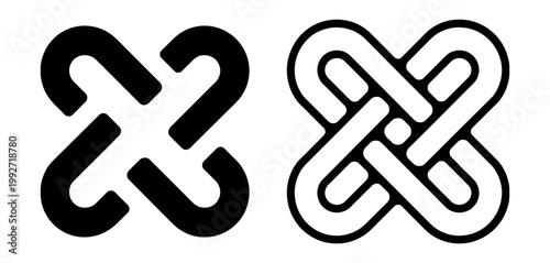 Interlocking icon vector set featuring combine illustration sign collection interconnected symbol design for connection network integration concept