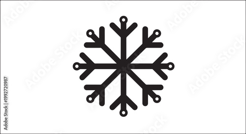 Black snowflake icon, winter symbol, frosty design element, vector graphic