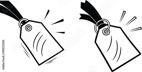 Blank price tags or labels with ribbons vector illustration discount shopping illustration information announcement promotion document