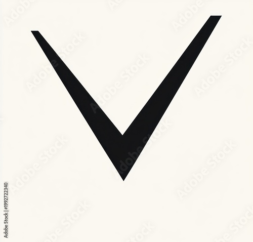 bold black angular v shape centered on pale off-white background conveying decisive minimalist energy