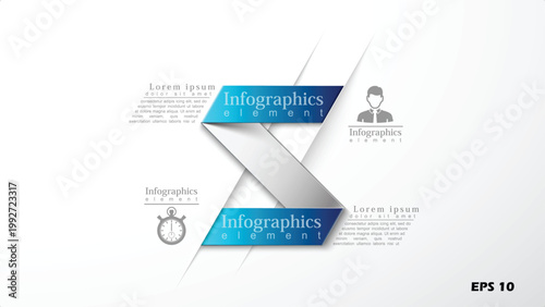 Modern Z-Style Ribbon Infographic. Professional Vector Template with Minimalist Geometric Design, Blue Gradient Accents, and Executive Business Icons.