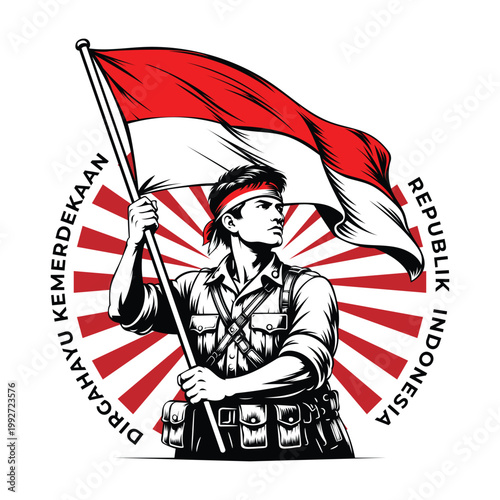 Patriotic Soldier illustration for 81th Indonesia Independence Day Sign