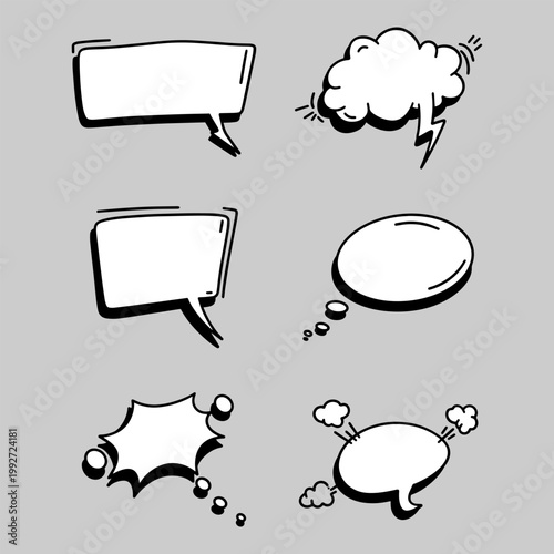 Comic Style Speech Bubbles And Think Clouds In Black And White Vector