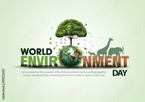 Schilderij op canvas world environment day poster
