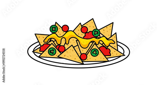 Nachos with cheese toppings.