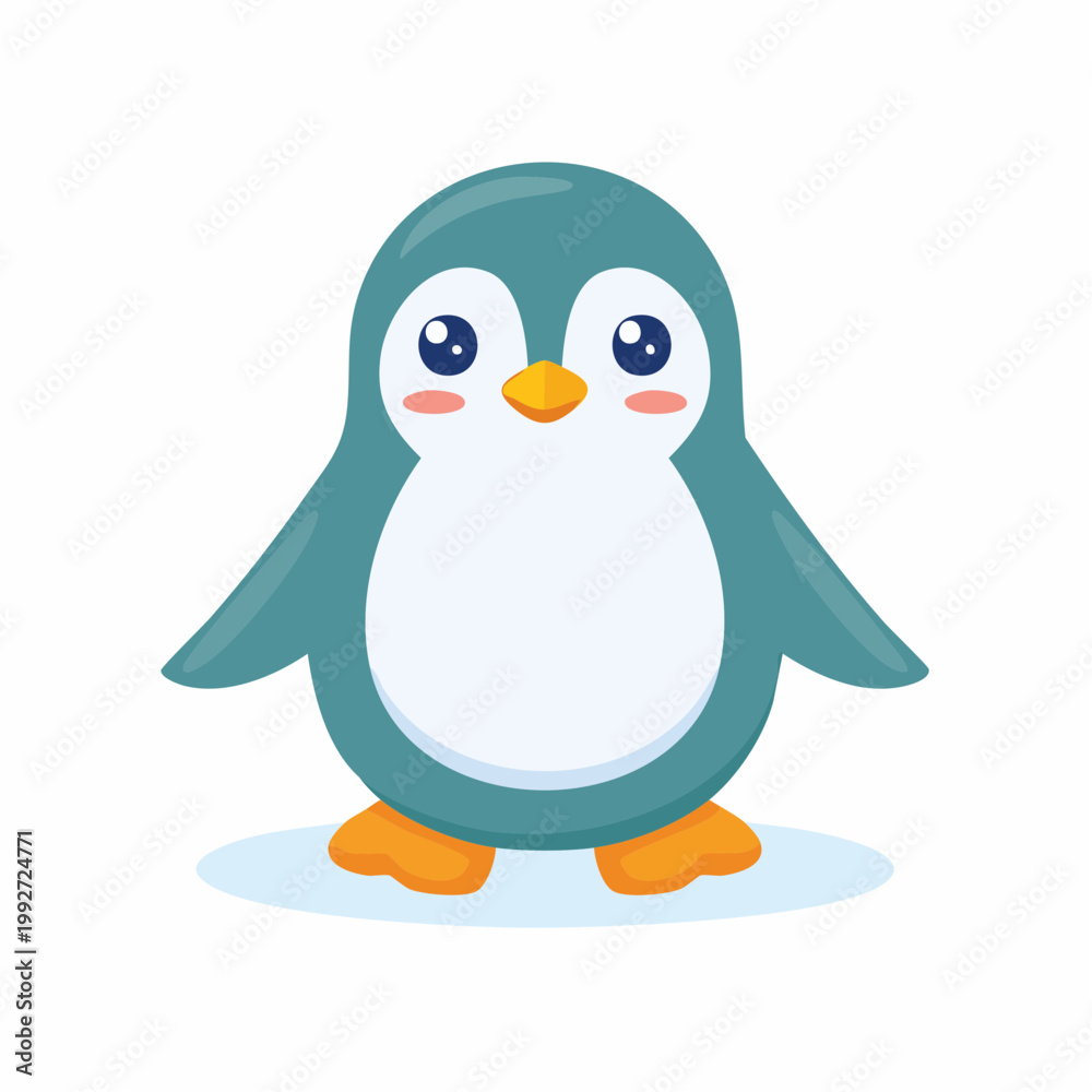 Fototapeta premium Cute Cartoon Penguin Character - Adorable Arctic Animal Illustration