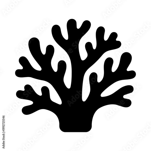 Coral icon, symbolizing reef ecosystem, marine biodiversity, underwater nature, and ocean conservation. Bold solid glyph vector for sea life and aquatic themes.