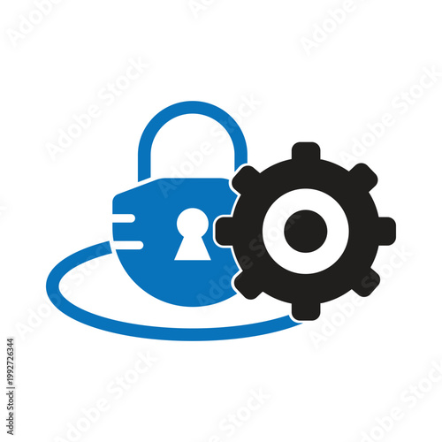 Cyber security protection gear lock icon