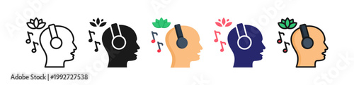 Music Therapy Multiple Style Icon Set Collection. 