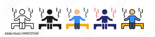 Steam Room Multiple Style Icon Set Collection. 