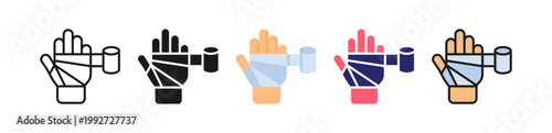 Hand Wrap Multiple Style Icon Set Collection. 