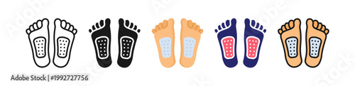 Foot Pad Multiple Style Icon Set Collection. 